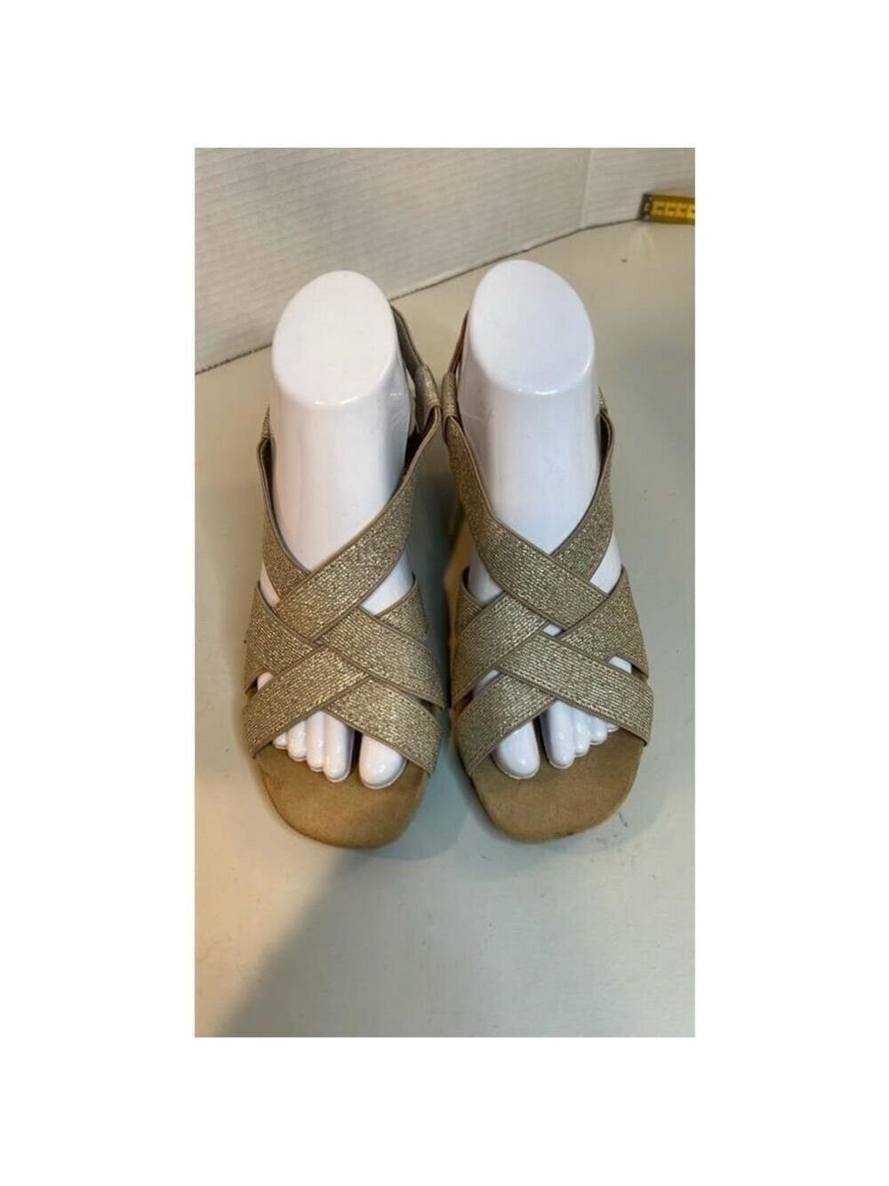 Bandolino Gold Strappy Wedge Sandals Women Size 8M